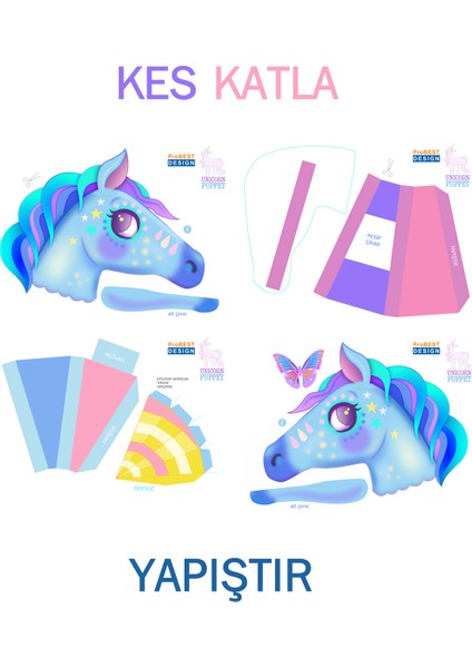 Unicorn El Kuklası, Mentosori Kes Yapıştır Kuşe Kukla fırsatları