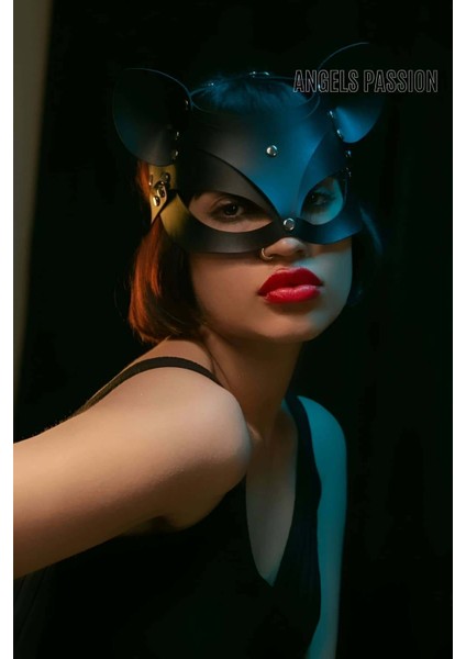 Deri Kedi Maskesi - Deri Maske - Seksi Maske - BRF558