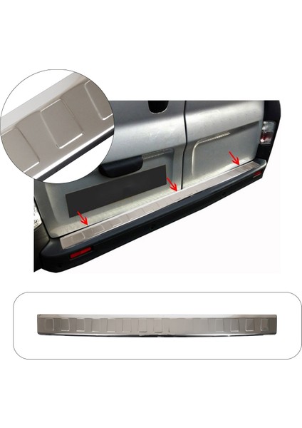 Renault Trafic Uyumlu 2001-2014 Uzun Model Krom Arka Tampon Üstü Koruma Paslanmaz Çelik Long