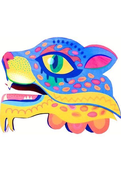 Renkli Jaguar El Kuklası, Mentosori Kes Yapıştır Kuşe Kukla