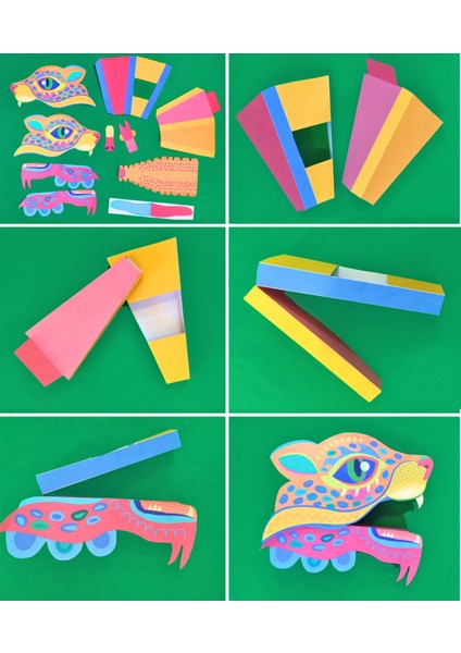 Renkli Jaguar El Kuklası, Mentosori Kes Yapıştır Kuşe Kukla modelleri