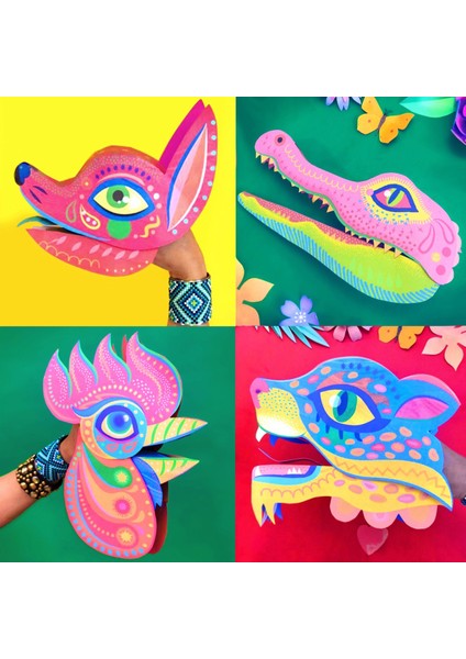 Renkli Jaguar El Kuklası, Mentosori Kes Yapıştır Kuşe Kukla fırsatları