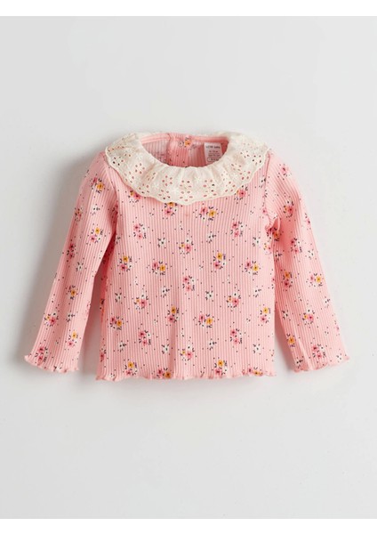 Lcw Baby Pembe Bisiklet Yaka Çiçekli Kız Bebek Bluz ve Tayt 2'li fiyatları