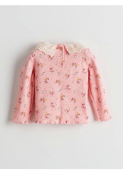 Lcw Baby Pembe Bisiklet Yaka Çiçekli Kız Bebek Bluz ve Tayt 2'li modelleri