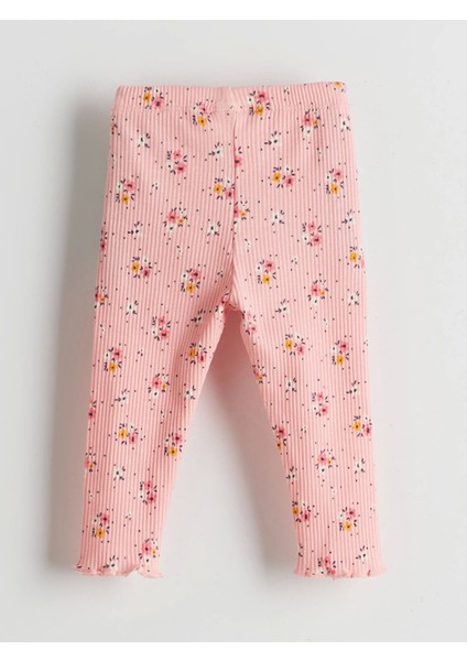 Lcw Baby Pembe Bisiklet Yaka Çiçekli Kız Bebek Bluz ve Tayt 2'li indirimleri