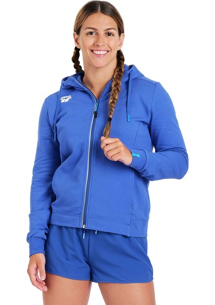 Team Hooded Jacket Panel Kadın Mavi Günlük Stil Ceket 004895800