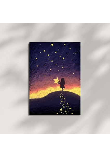 Gökyüzünden Kayan Yıldız Temalı Mdf Tablo 20X28 cm fiyatları