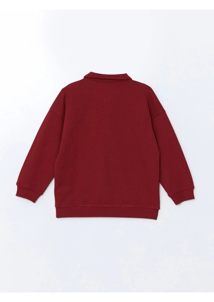 Lcw Kids Bordo Polo Yaka Nakışlı Erkek Çocuk Sweatshirt ve Eşofman Alt 2'li Takım modelleri