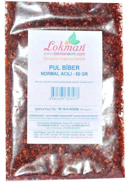 Pul Biber Normal Acılı 50 gr Paket fiyatları