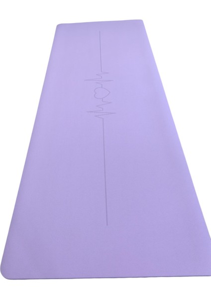Yoga Matı Kaydırmaz Doğal Kauçuk 5mm Mor Kalp Desenli fırsatları