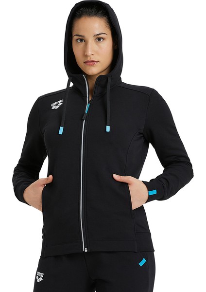 Team Hooded Jacket Panel Kadın Siyah Günlük Stil Ceket 004895500