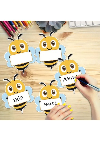 Arı Şeklinde Çocuk Defter Isim Etiketi – Defter, Kitap, Çanta Için Renkli Kuşe Sticker fiyatları