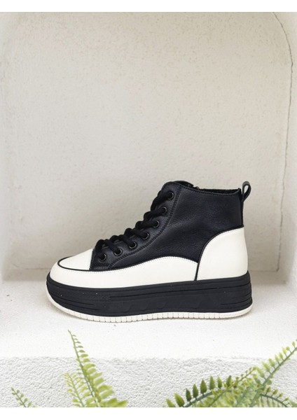 26K335 Hakiki Deri Kalın Taban Fermuarlı Boğazlı Spor Bot modelleri