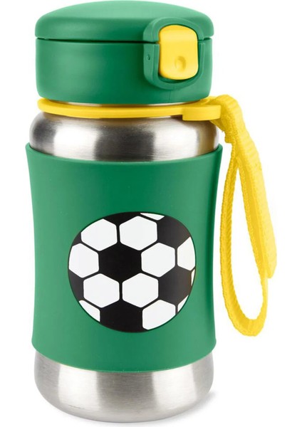 Paslanmaz Çelik Futbol Pipetli Suluk - Yeşil