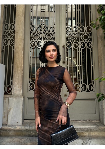 Kahve Midi Tül Elbise fiyatları