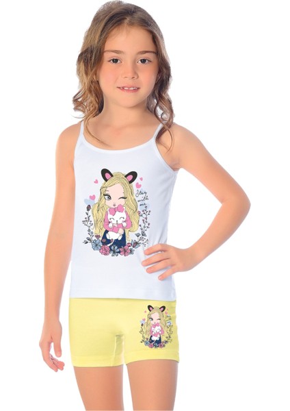 Kız Çocuk Atlet Boxer Likralı Beyaz Girl (%96 Pamuk - %4 Elastan) fiyatları