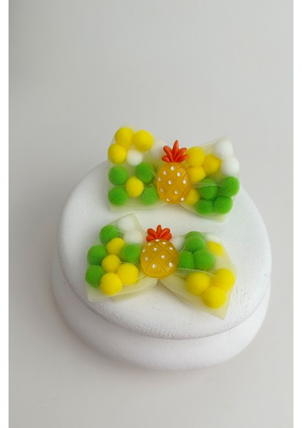 Ananas Topçuk Detaylı 0-2 Yaş Ikili Fiyonk Toka (7cm)