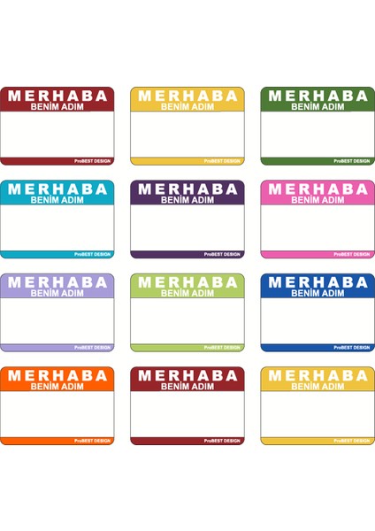 Merhaba Benim Adım Şeklinde Çocuk Isim Etiketi – Defter, Kitap, Çanta Için Renkli Kuşe Sticker