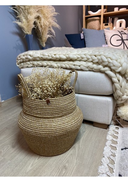Alosh Hasır Görünümlü Bombeli Dekoratif Jüt Sepet modelleri