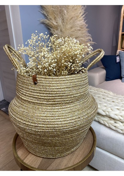 Alosh Hasır Görünümlü Bombeli Dekoratif Jüt Sepet fırsatları