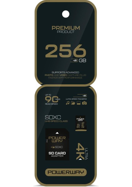 Premium 256 GB Sdxc Uhs Class 4K Ultra Hızlı Hafıza Kartı + Adaptör
