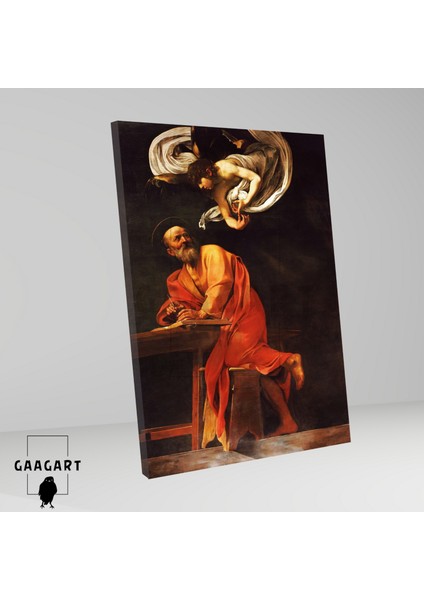 Tekli Dikey Kanvas Tablo Ünlü Eserler Caravaggio Aziz Matta ve Melek fiyatları