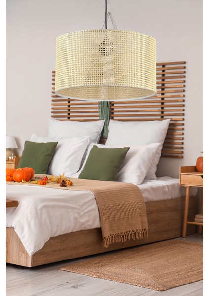 Roll Tasarım Hasır Sarkıt Avize Salon Oturma Odası Yatak Odası Geniş Silindir Avize