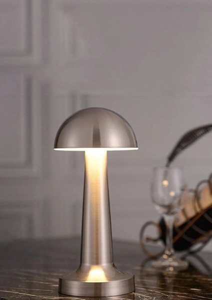 Lizbon 3 Işık Renkli Şarjlı Dim Edilebilir Metal Masa Lambası Silver