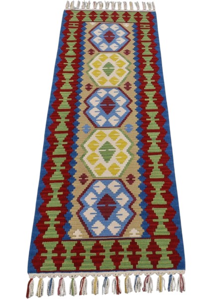 Yeni El Dokuma Renkli Pınarbaşı Kayseri Yün Mini Yolluk Kilim 6274