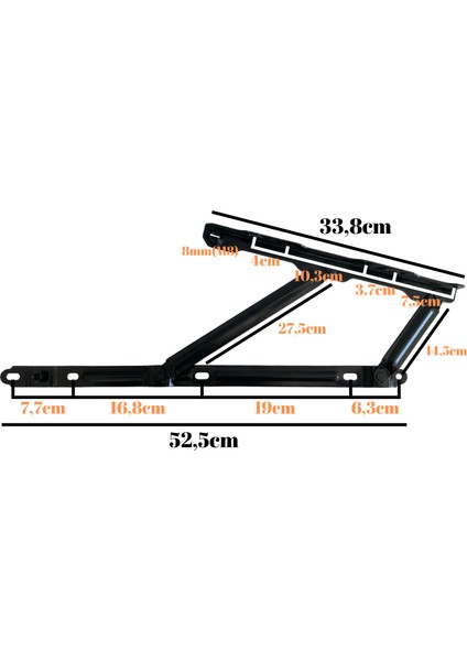 Baza Makası Yatak Baza Menteşesi Açılır Pistonlu MAKAS(750N Piston)(Tek Kişilik)(Takım)(Siyah) indirimleri