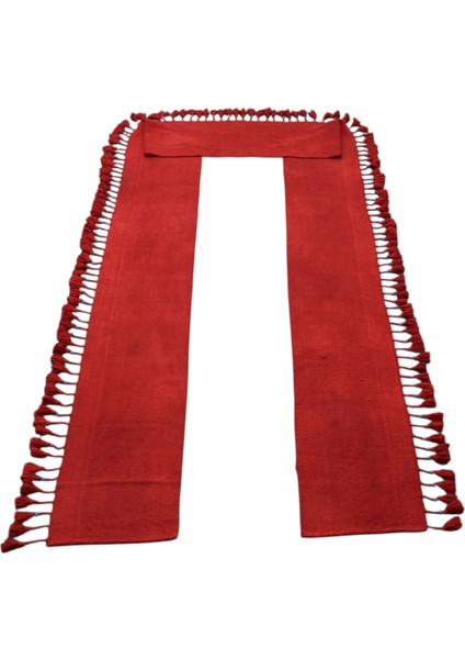 El Dokuma Dekorluk Kuşak Mercan Kırmızısı Yolluk Yün Yörük Kilimi 6280