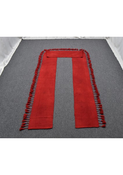 El Dokuma Dekorluk Kuşak Mercan Kırmızısı Yolluk Yün Yörük Kilimi 6280 fırsatları