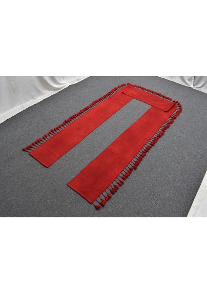 El Dokuma Dekorluk Kuşak Mercan Kırmızısı Yolluk Yün Yörük Kilimi 6280 indirimleri