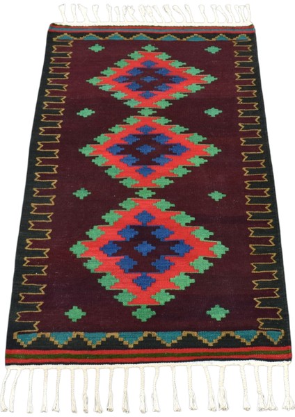 Yeni El Dokuma Zarif Balıkesir Yörük Yün Kilim 6272