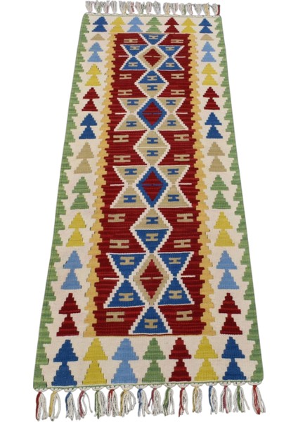 Yeni El Dokuma Renkli Pınarbaşı Kayseri Yün Mini Yolluk Kilim 6273