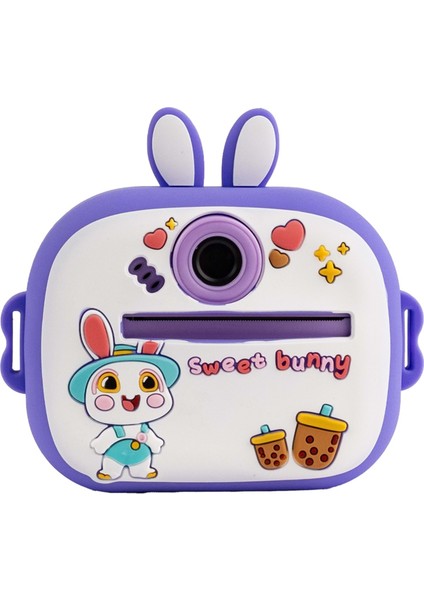 Q7 Taşınabilir Fotoğraf Yazıcı ve Kamera BUNNY Mor