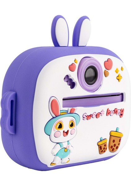 Q7 Taşınabilir Fotoğraf Yazıcı ve Kamera BUNNY Mor modelleri