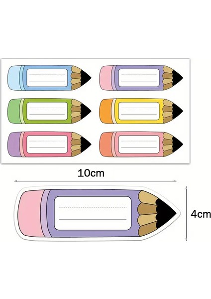 Kalem Şekilli Çocuk Defter Isim Etiketi – Defter, Kitap, Çanta Için Renkli Kuşe Sticker fiyatları