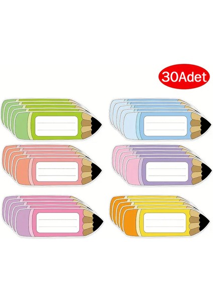 Kalem Şekilli Çocuk Defter Isim Etiketi – Defter, Kitap, Çanta Için Renkli Kuşe Sticker modelleri