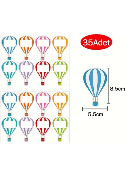 Balon Şeklinde Çocuk Defter Isim Etiketi – Defter, Kitap, Çanta Için Renkli Kuşe Sticker