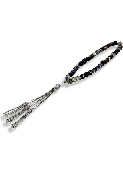 Fasetli Lapis Lazuli Taşlı Gümüş Tesbih