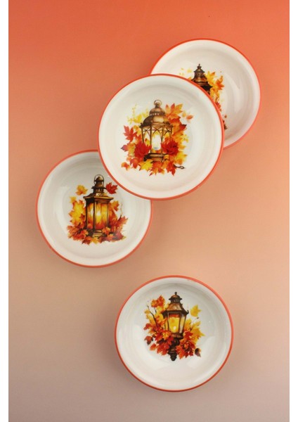 Oranj Candles 4 Parça Porselen Çerezlik