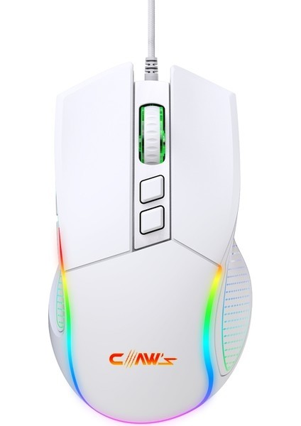 Crossfire V1 12800 Dpi Full Wide Rgb Özel Abs Doku & Claw's Reflex Örgü Kablolu Gaming Mouse - Beyaz