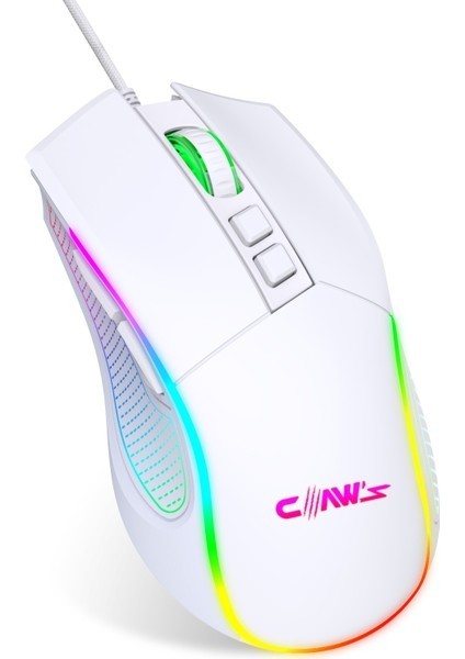 Crossfire V1 12800 Dpi Full Wide Rgb Özel Abs Doku & Claw's Reflex Örgü Kablolu Gaming Mouse - Beyaz modelleri