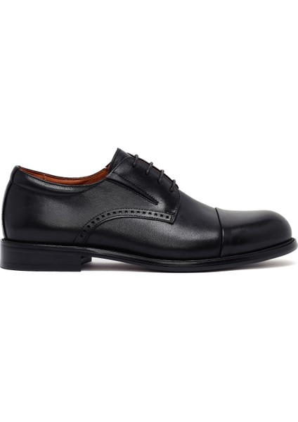 Erkek Siyah Bağcıklı Deri Klasik Ayakkabı 25WFD691118