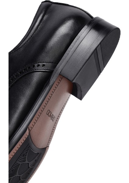 Erkek Siyah Bağcıklı Deri Klasik Ayakkabı 25WFD691118