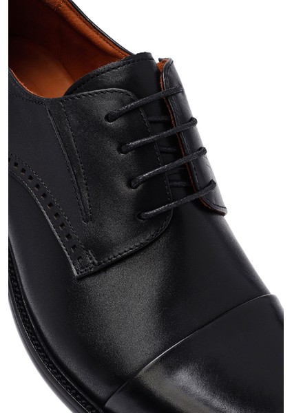 Erkek Siyah Bağcıklı Deri Klasik Ayakkabı 25WFD691118