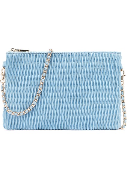 Kadın Mavi Uzun Zincir Askılı Baskılı Portföy Çanta 25ABD243118