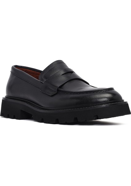 Erkek Siyah Deri Loafer 25WFD724818