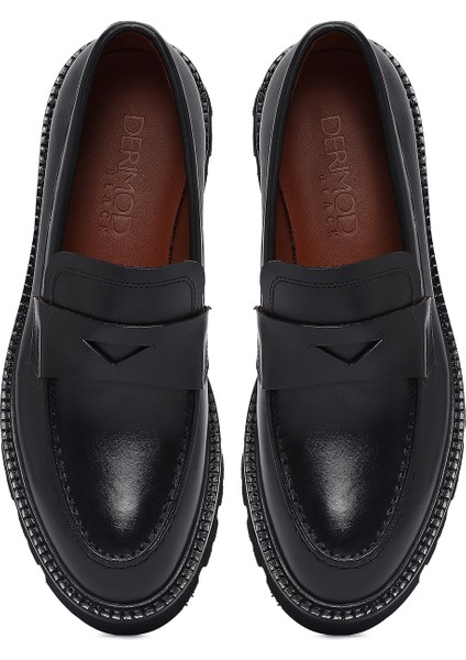 Erkek Siyah Deri Loafer 25WFD724818